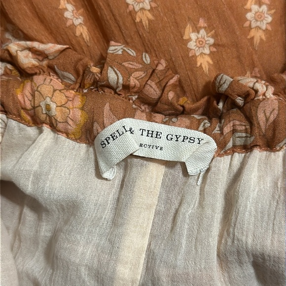SPELL & THE GYPSY Utopia strappy floral Cinnamon sundress - Picture 9 of 11